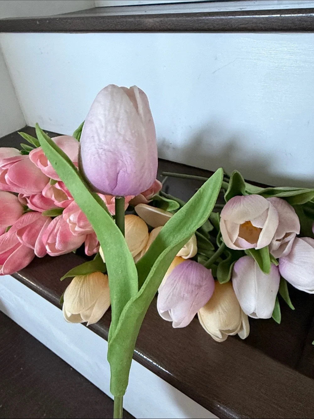40 Artificial Tulips - Pink, White & Cream Home Accent